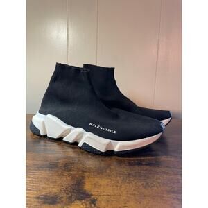 Balenciaga Speed Sock Sneaker Recycled Black Knit Sneakers sz EU 39 / US 9